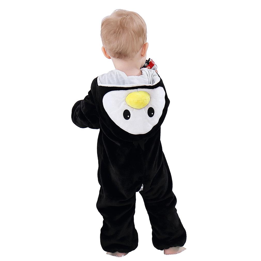 Kinder Tier Einteiliger Strampler Baby Plus Size Warm Strampler Baby Flanell Strampler Overall 120 schwarz
