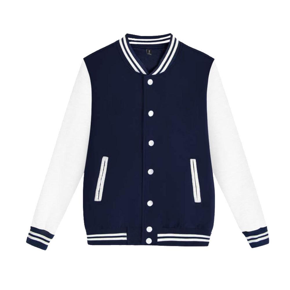 Herren Damen Varsity Baseball Jacke College Uniform Sport Mantel Outwear Top Unisex 2XL navy blau