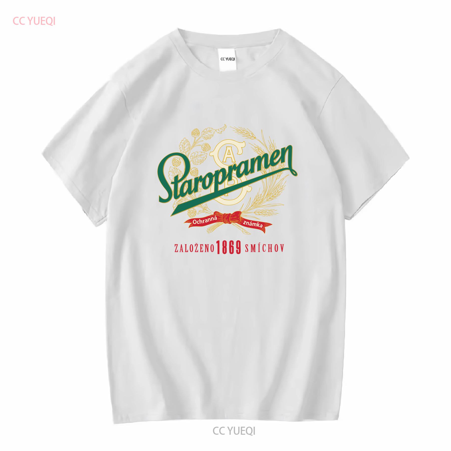 Staropramen Tschechisches Bier Abgenutztes Etikettenmuster T-Shirt vintage Gewaschenes Lässiges Oberteil Für Den Täglichen Gebrauch streetwear Grafik Stilvoll 3XL beige