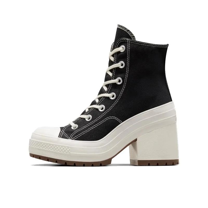 Mode Damen Plateau Sneaker Luxusmarke Damen Stiefel Mode Outdoor Skateboard Schuhe Damen High Top Canvas Sneaker Übergröße 36-42 40 schwarz