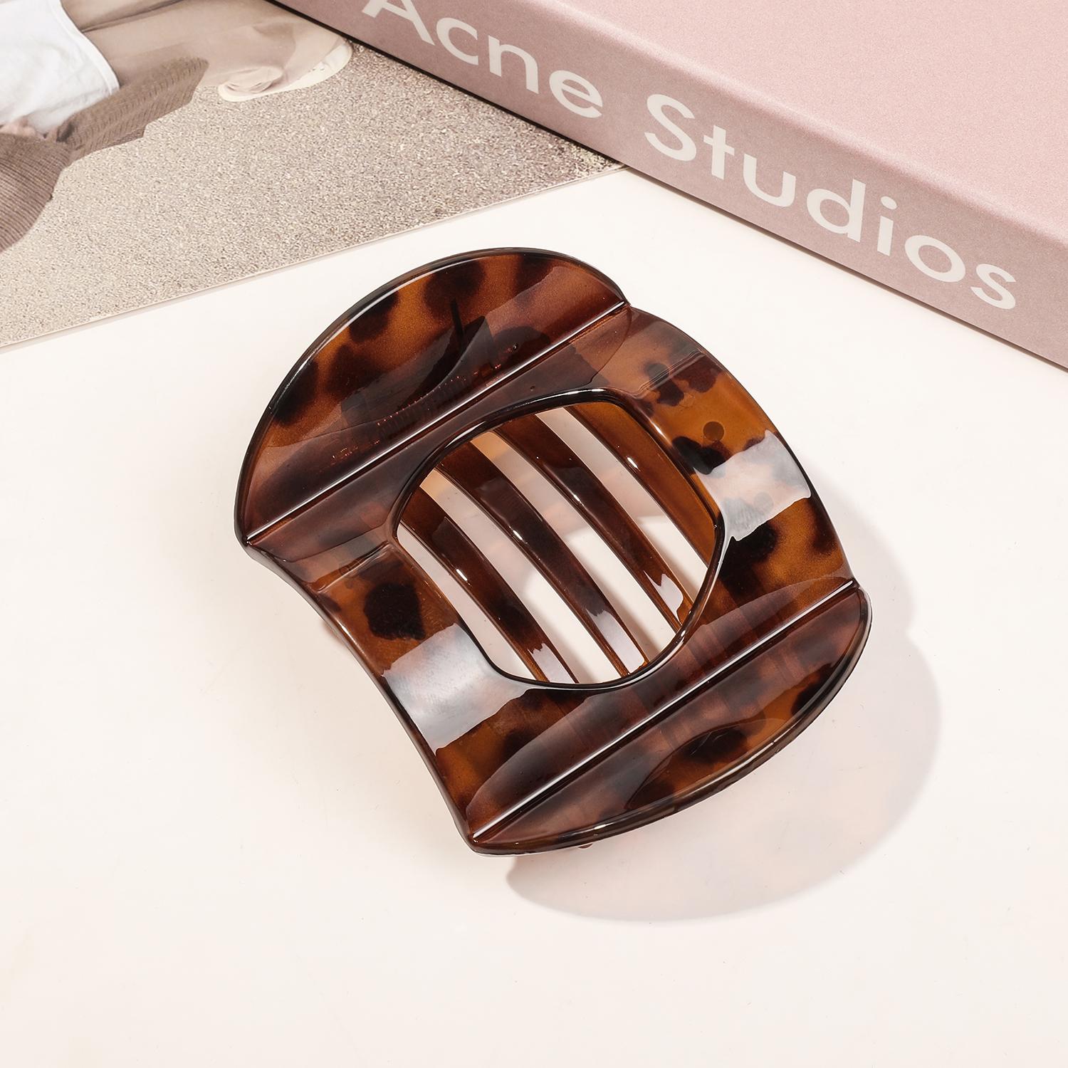 Neue PC-Haarspangen in großen und kleinen Größen für Frauen, rutschfeste Haar-Accessoires im Vintage-Stil, bogenförmige Haarnadeln mit Entenklauen, für Mädchen leopard braun