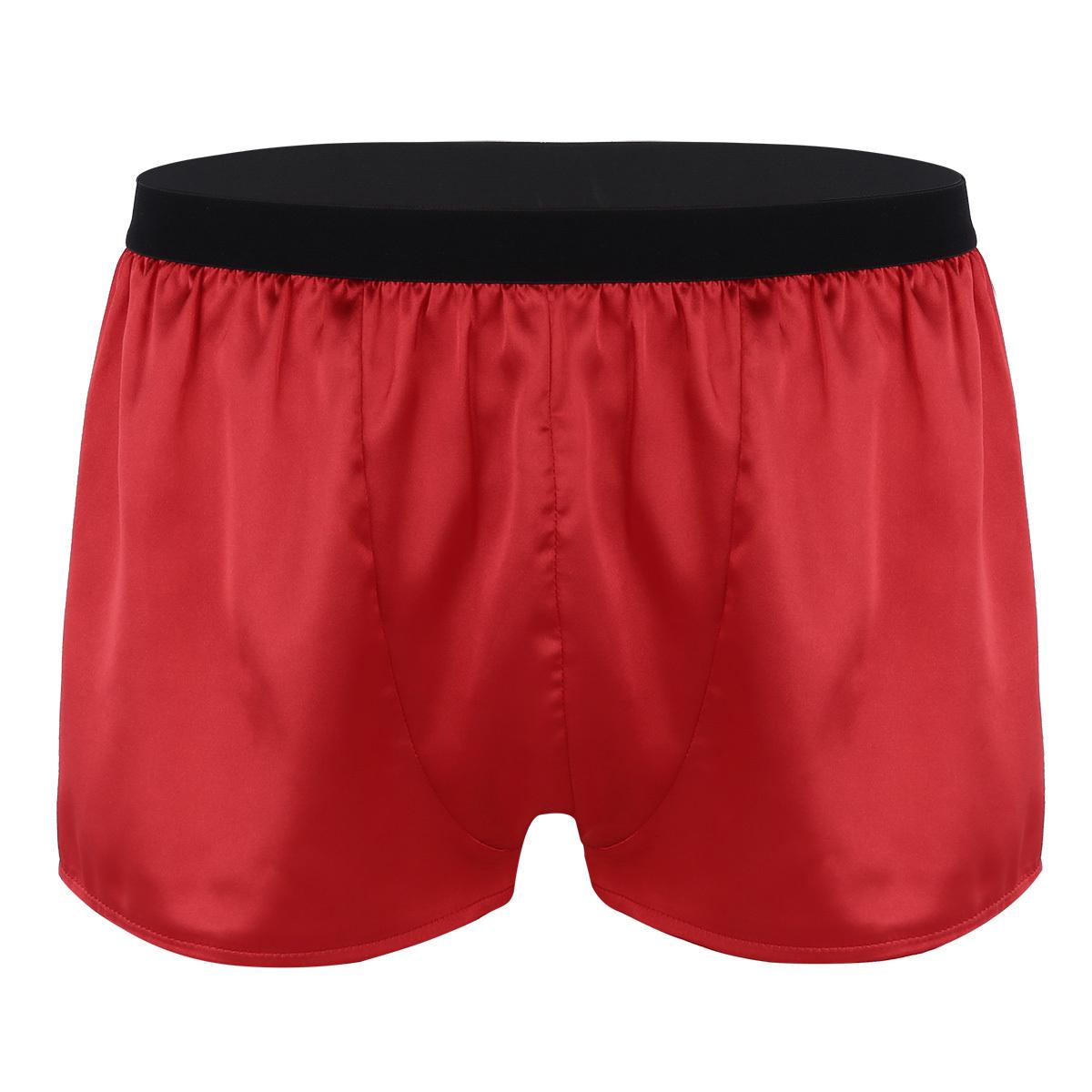 Boxershorts Herrenunterwäsche Trunks Satin-Seidenunterwäsche Boxershorts für Herren-Nachtwäsche Unterhosen M rot