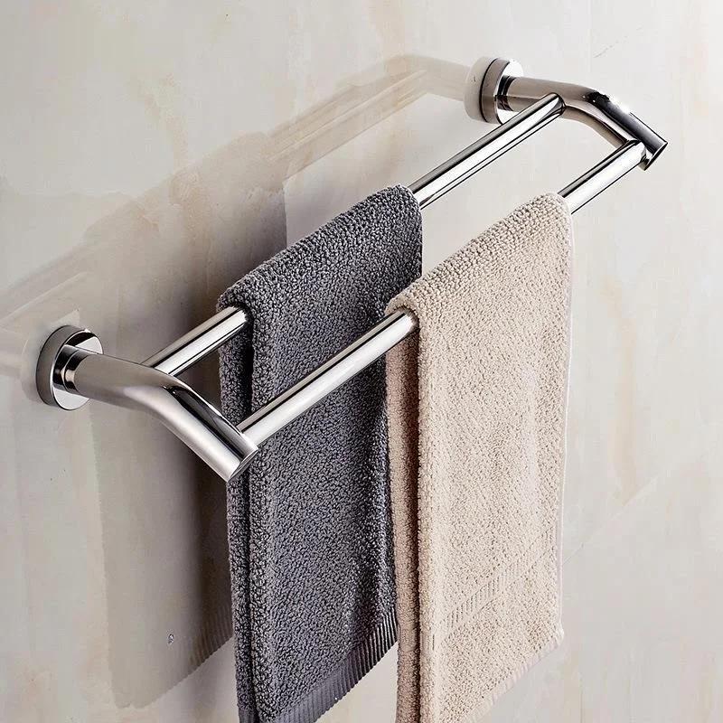 40/50/60cm Wand Montiert Doppel Handtuch Rack Hotel Schiene Edelstahl Bad Lagerung Rack Handtuch Halter Bad 60cm