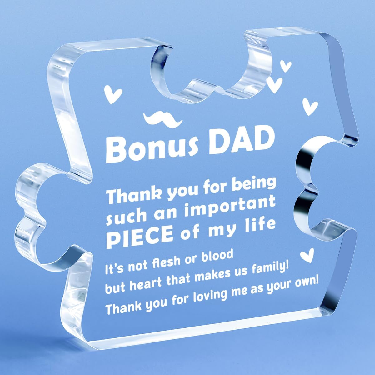 Bonus Papa Geschenke von Tochter Sohn Geburtstag Stiefvater Geschenke Wertschätzungsgeschenke für Papa Acryl Plakette Heim Schreibtisch Schilder white