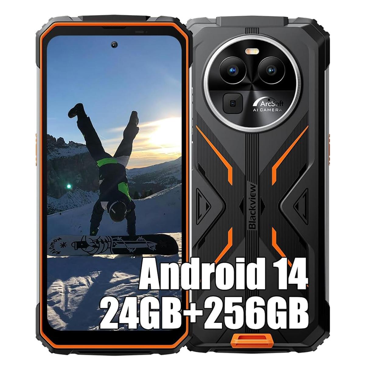 Generalüberholtes Blackview BV8100 Smartphone 24GB RAM 256GB ROM MediaTek Helio G99 50MP Mobiltelefon 24GB+256GB orange