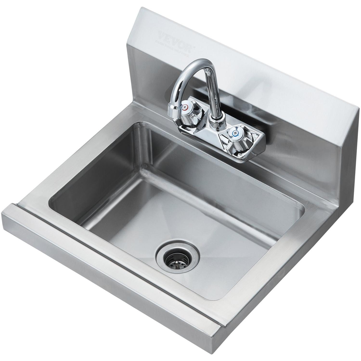 Kommerzielles Handwaschbecken mit Armatur, NSF Edelstahlbecken zum Waschen, Kleines Handwaschbecken, Wandmontiertes Handwaschbecken, Spülbecken für Restaurant,