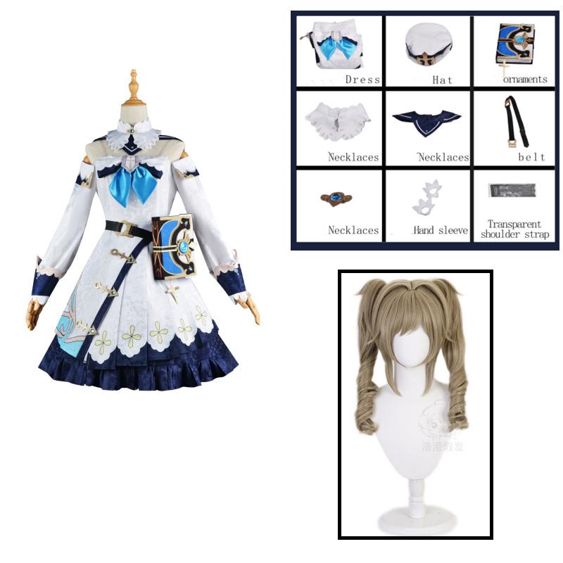 Cosplay Barbara Cosplay Anime Spiel Uniform Barbara Gunnhildr Kostüm Perücke Halloween-Party Erwachsene Mädchen XL-(Full set+wig)