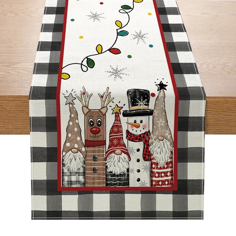 Weihnachtsdekoration Tischfahne Leinendruck Festlich Festlich Küchentisch Tischdecke Wohnzimmer Veranda Kleine Tischdecke 33cmx180cm ZQ31-4