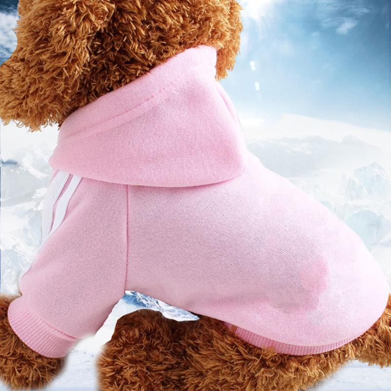 Haustier Hund Kleidung Warme Hund Overall Katze Welpen Outdoor Sport Kleidung Verdicken Haustier Hoodie Mantel Outfit XS rosa