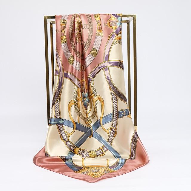 90 * 90 cm quadratischer Seidenschal für Damen, Schals, Halstuch, Designer-Druck, Chiffon, Hijab-Schal, Foulard, Damenhalstücher, weiches großes Bandana