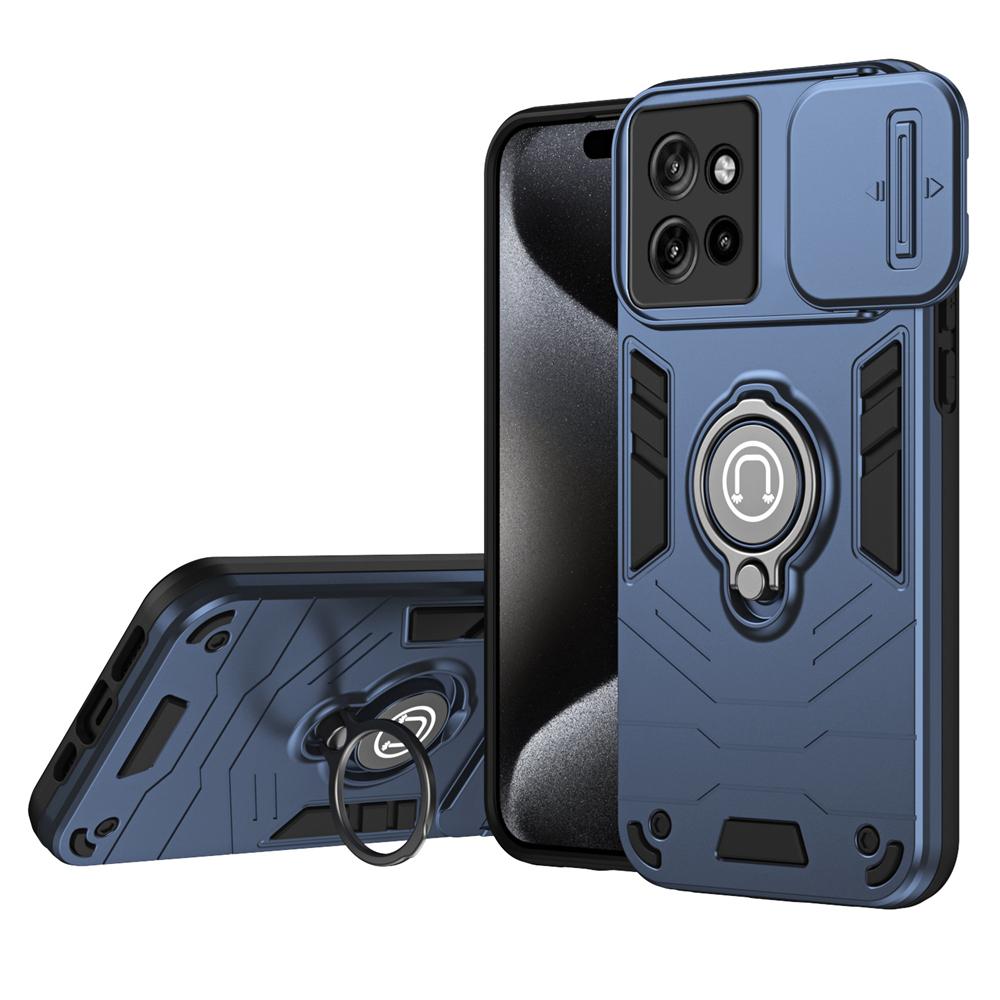KEYSION Stoßfestes Case für Motorola Edge 50 Neo 5G Silikon+PC Schiebe-Kameraschutz Ring Handyhülle für MOTO Edge 50 Neo 5G for Edge 50 Neo blau
