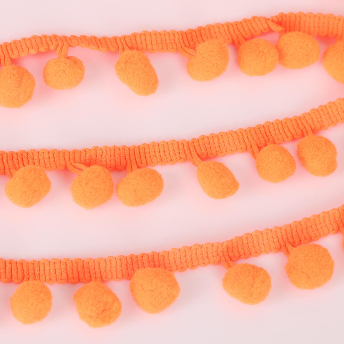 5 Yards Spitze Stoff Nähen Zubehör Pompom Trim Quaste Ball Fringe Band DIY Material Bekleidung 10mm orange