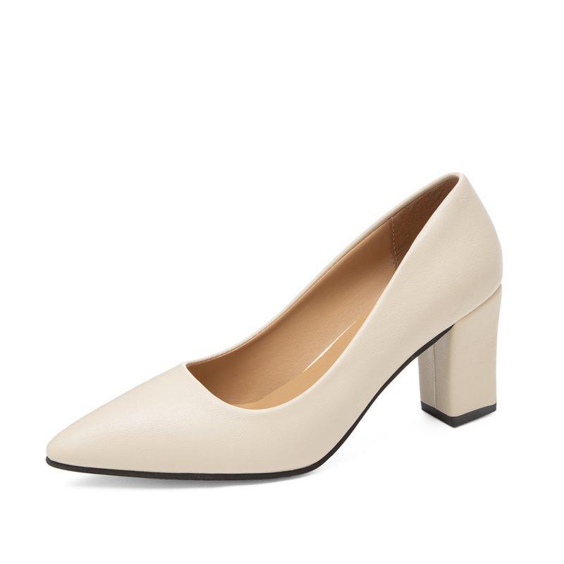Neue High Heel Schuhe Spitz Flach Lackleder High Heels Elegante Schuhe Damen Dünner Absatz Plateau Arbeitsschuhe Pumps 41 beige