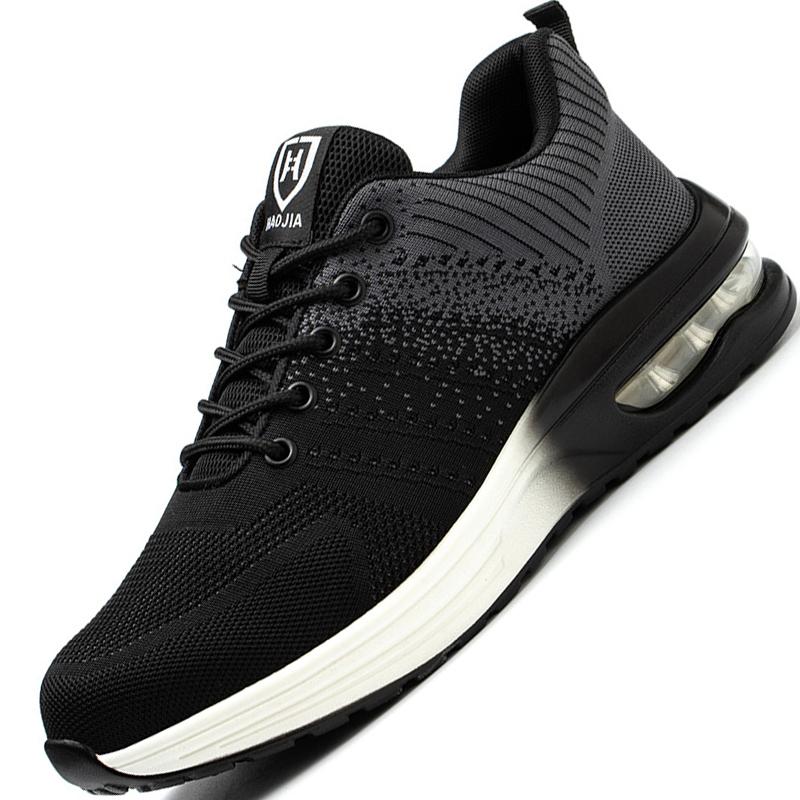 Neue Luftpolster-Sicherheitsschuhe für Herren und Damen, Arbeitssneaker, Stahlkappenschuhe, pannensichere Sport-Arbeitsschuhe für Herren, unzerstörbare Sicherheitsstiefel, Arbeitsschuhe 40 graue