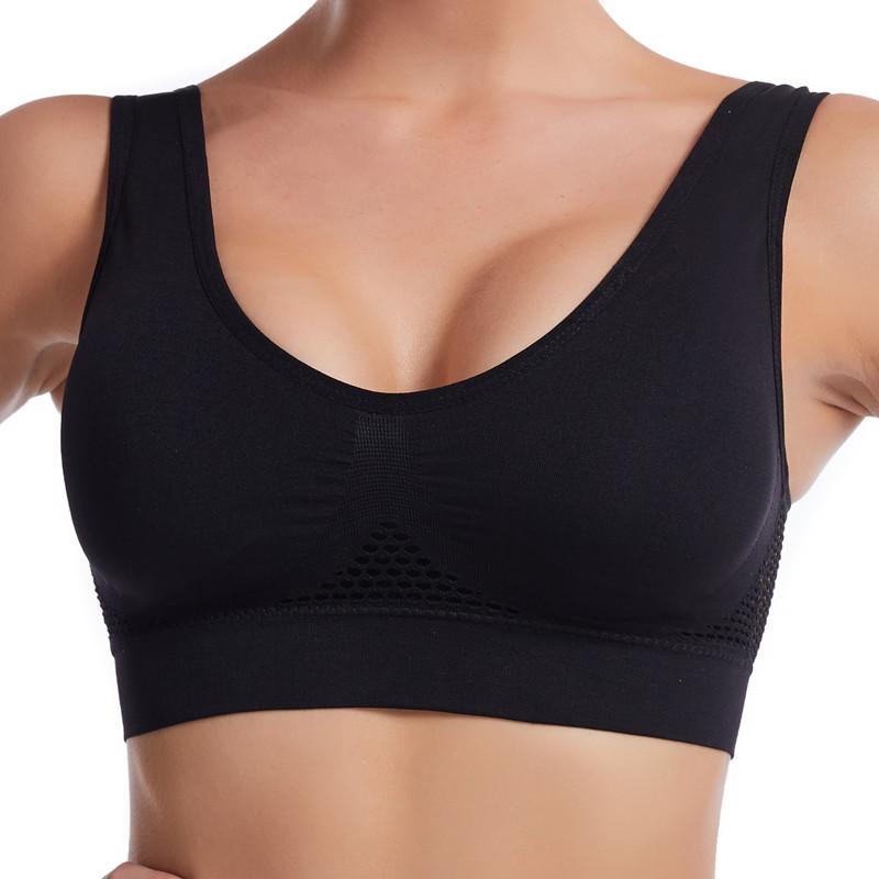 Kein Stahlring, hohles Netz, Belüftungsloch, Sport-BH, stoßfest, Yoga, Laufen, große Unterwäsche, Damen-Sport-BH XL schwarz