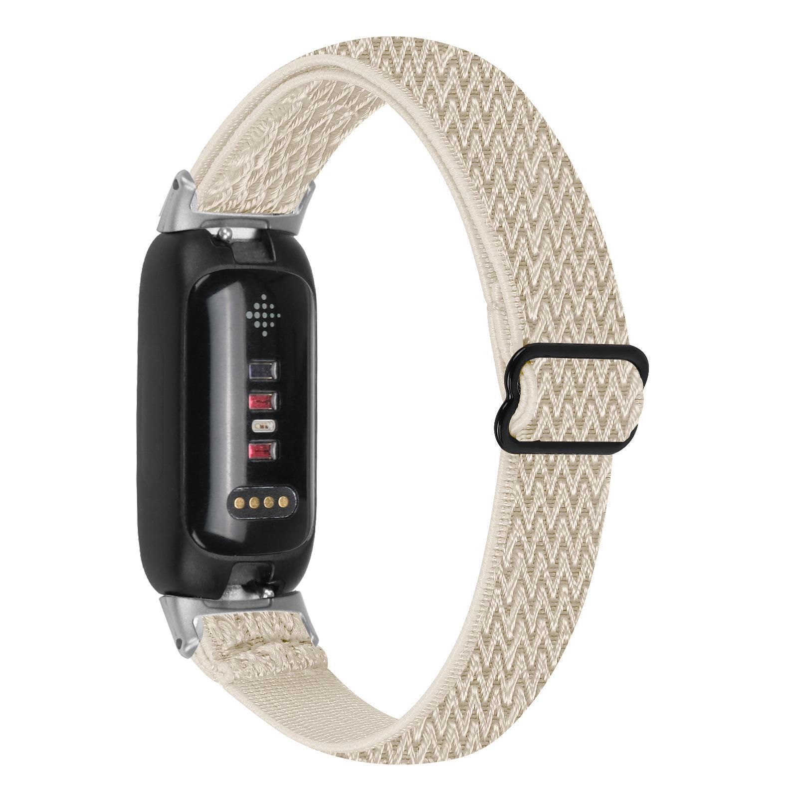 Fitbit Inspire 3 – verstellbares elastisches Armband mit Fischgrätenmuster und einer Schlaufe inspire3-black head apricot