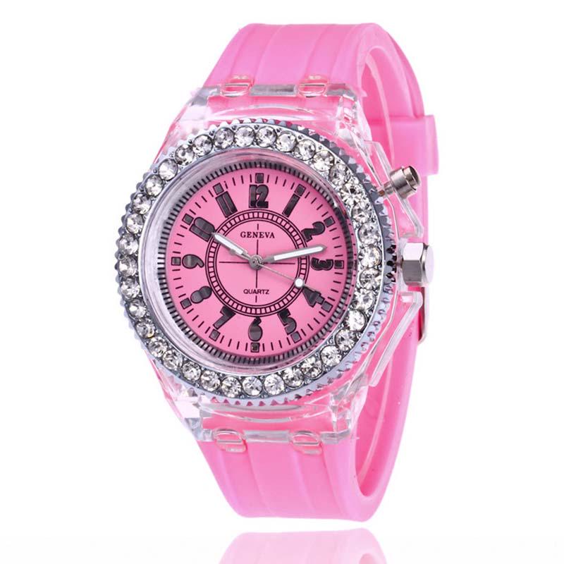 Uhr Kristalluhr Sportuhr Damenuhr Wasserdichte Uhr Quarzuhr Armbanduhr Modeuhr Zubehör rosa