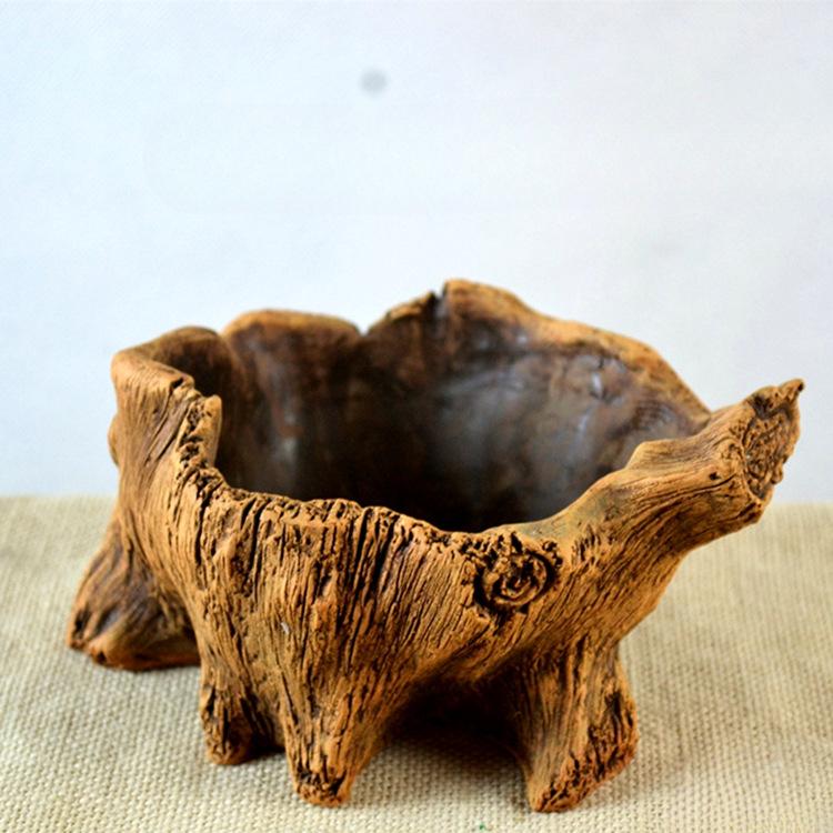 Imitation Holzpfähle Baumwurzeln Pflanzen Pflanzen Topfpflanzen Retro Zement Holz Pflanzen Sukkulenten Kreative Blumentöpfe