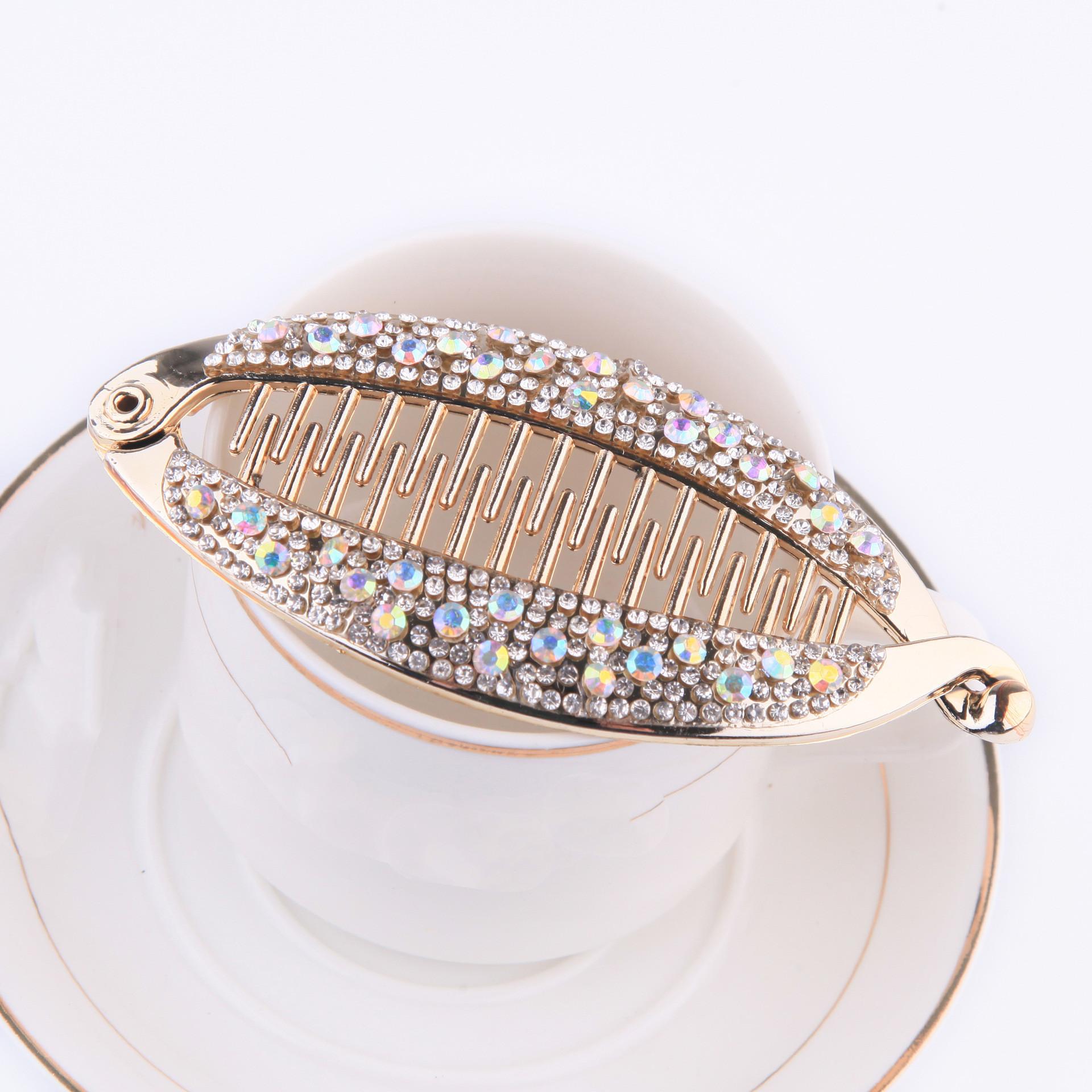 1pc Schwarz Strass Banana Barrettes Haarnadeln Fisch Haar Klaue Clips Haar Schmuck Haar Zubehör für Frauen Clamp Styling werkzeuge 11.5cm