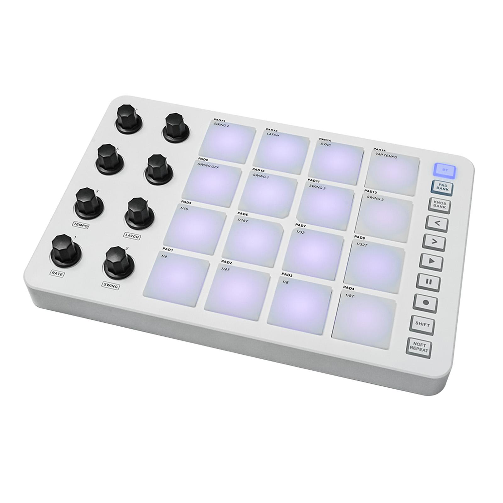 MIDI-Controller Strike Pad RGB-Hintergrundbeleuchtung MIDI-Tastatur BT-Verbindung 3,5-mm-Ausgang mit geringer Latenz weiß