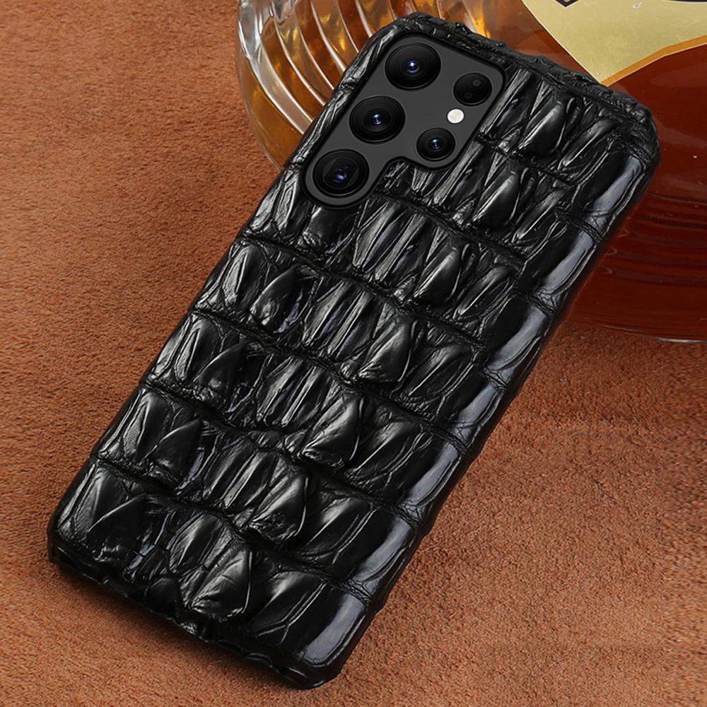 Handyhülle aus 100% echtem Krokodilleder für Samsung Galaxy S25 S22 S21 S24 Ultra S23 Plus S25Ultra A55 5G Luxus-Rückseite For Galaxy S21 Ultra