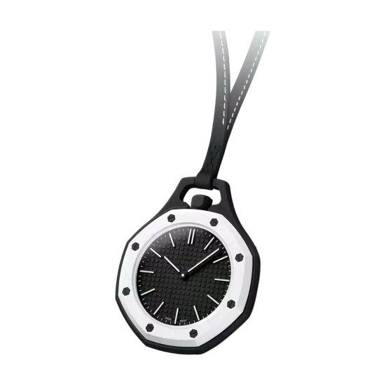 Bunte achteckige Taschenuhr Mechanische Quarz-Analoguhr Hohlgehäuse schwarz weiße