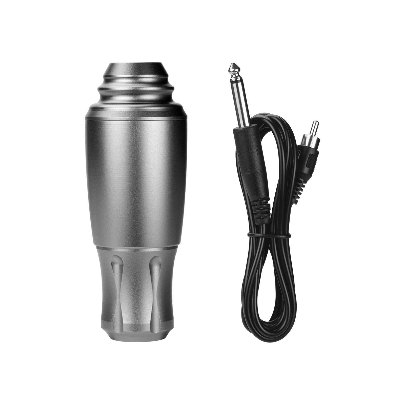 Rotary Tattoo Pen aus Aluminiumlegierung, kurzer Tattoo-Maschinenstift, Shader-Liner-Motor, Netzkabel-Kit 0 grau