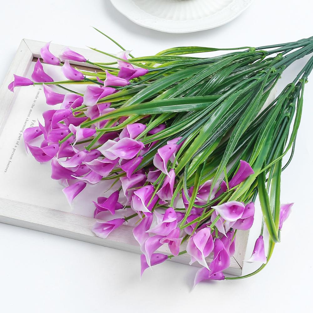 Künstlicher Calla-Lilien-Strauß 33cm Kunstblumen für Indoor Heim Zimmerdeko Garten Hochzeit Deko Outdoor Vase Blumenarrangement