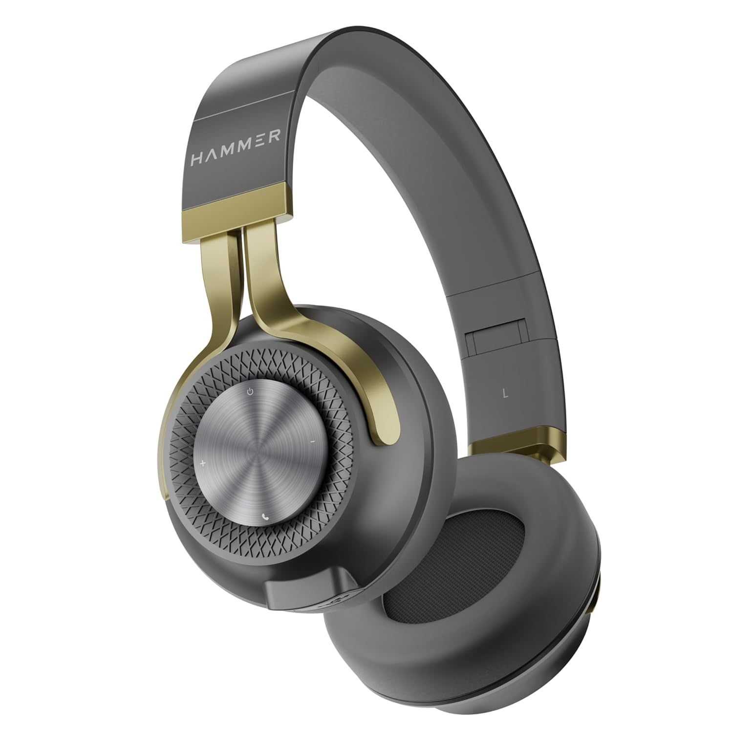 Hammer Bash 2.0 Over-Ear-Kopfhörer mit kabellosem Bluetooth und Mikrofon, tiefem Bass, faltbare Kopfhörer, bis zu 8 Stunden Spielzeit, Bluetooth 5.0 (grau) grau