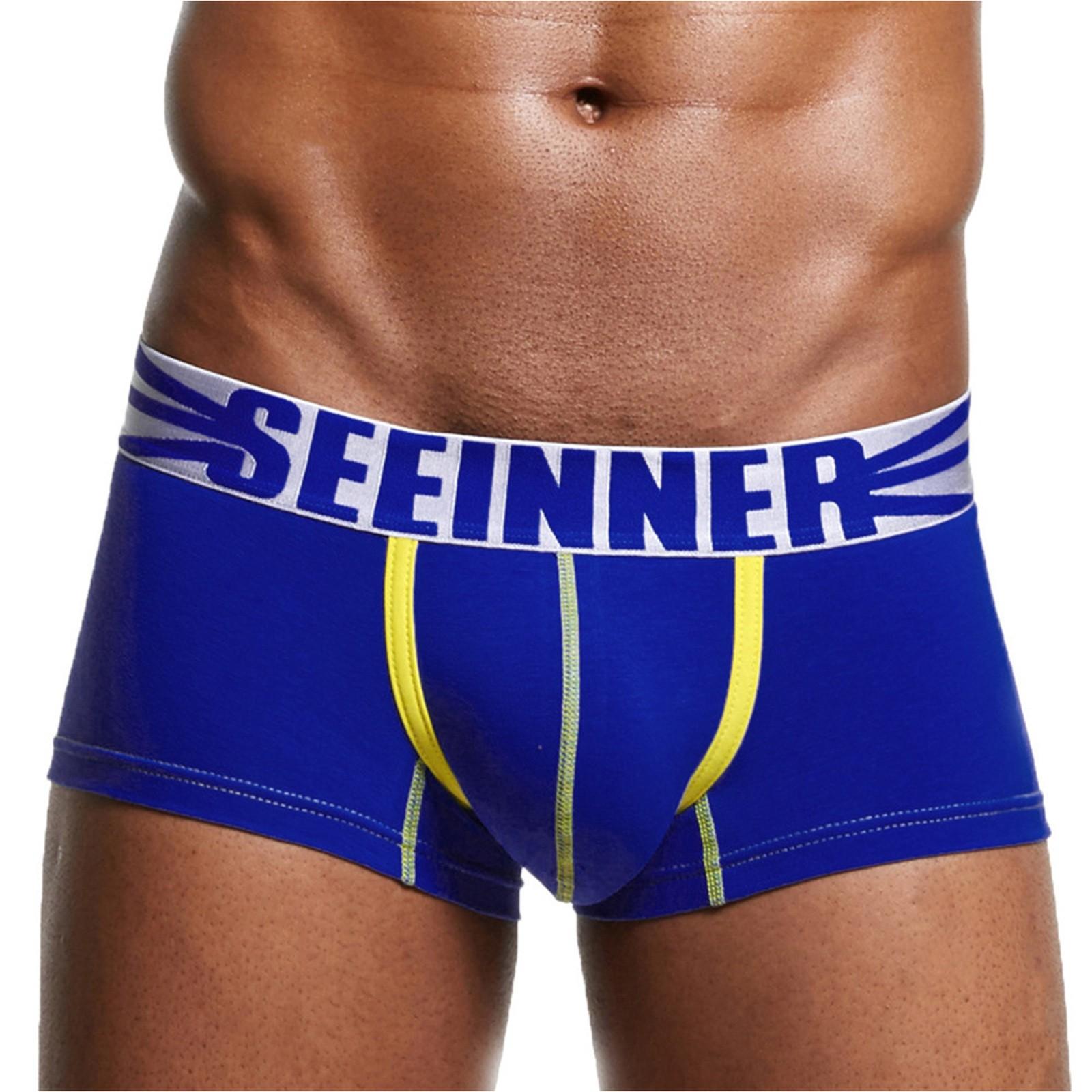 Herren Sexy Unterwäsche Shorts Männer Boxer Unterhosen Weiche Slips L blau