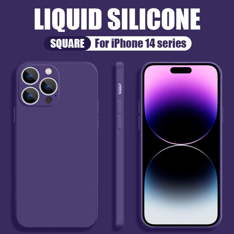Neue Weiche Flüssigsilikon Handyhülle mit Kameraschutz Stoßfest Für iPhone 16 14 Pro 15 12 Pro MAX 11 Pro SE 2 2020 XR XS 7 8 Plus 16E Air 17 iPhone 14 Pro Max dunkelviolette