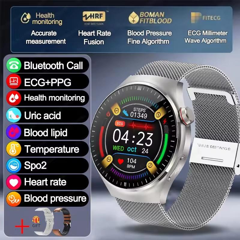 2026 Neue klinische Smartwatch mit EKG+PPG und Körper-Mikroüberwachung, Mikro-Untersuchung, Herzfrequenz, Smartwatch für Android & iOS, Damen mesh belt silber