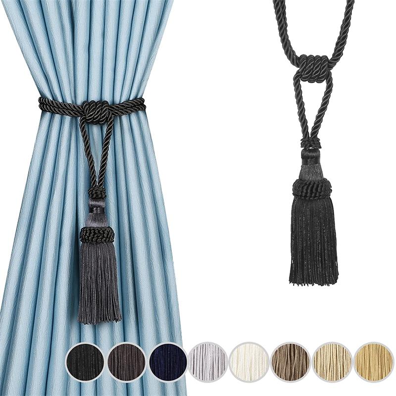 1PC Vorhang Raffhalter Quaste Vorhang Clips Seil Vorhang Raffhalter Holdbacks Dekorative Vorhang Halter Zubehör Für Drapieren schwarz