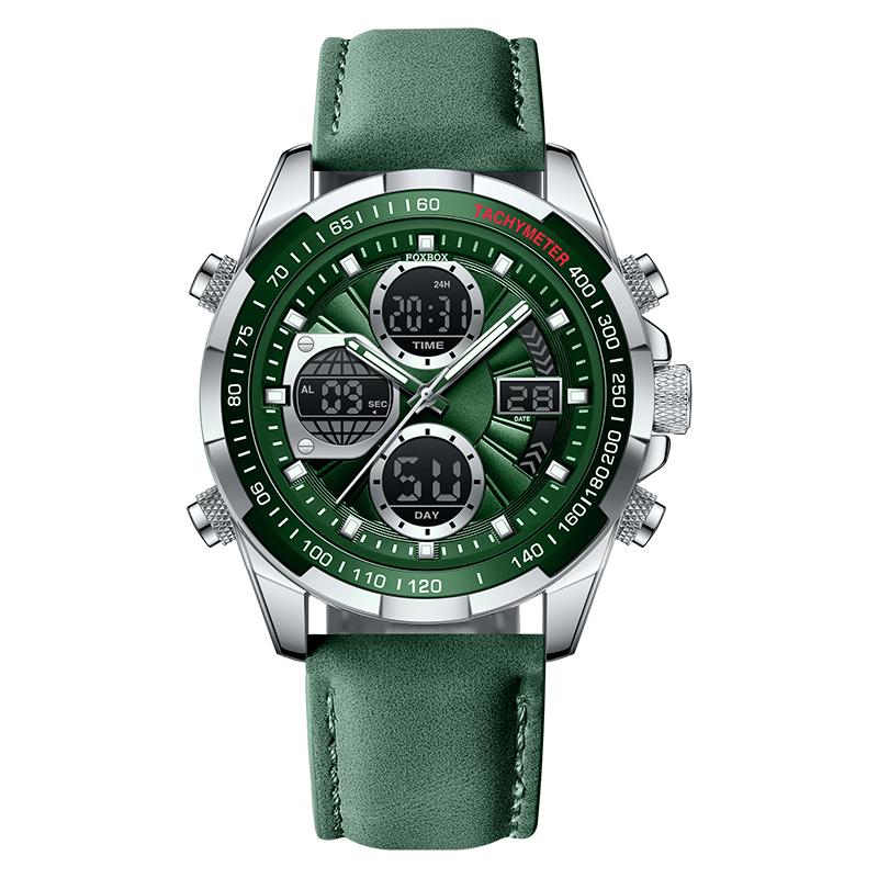 LIGE x FOXBOX Fashion Herrenuhr Luxus Original Militär Sport Chronograph Uhr Wasserdicht Uhr Digital Herren Quarz Uhr grün