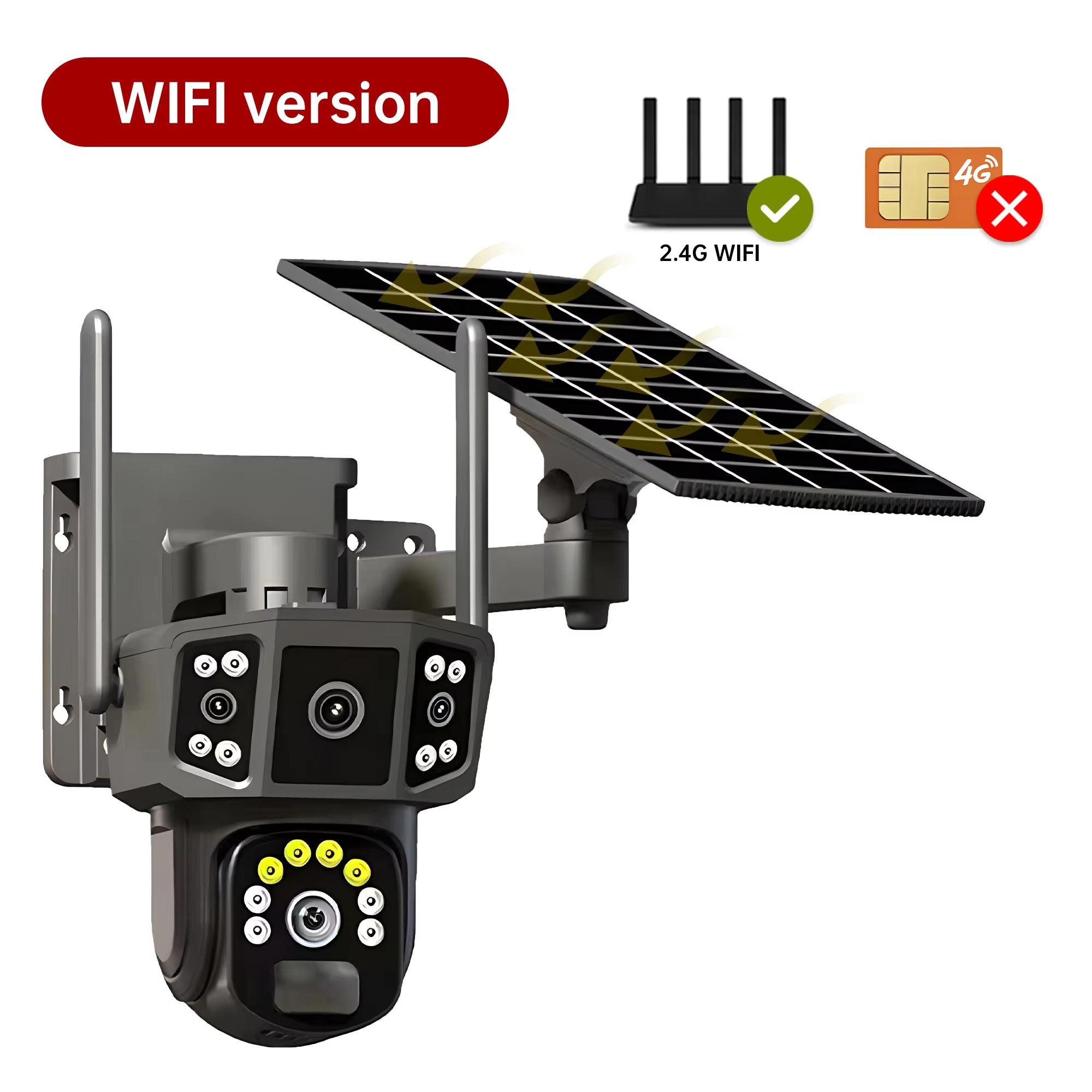 4K Dual Objektiv 4G SIM Solar Kamera 8MP HD PTZ Auto Tracking Außen Sicherheit Überwachung Drahtlose WIFI Solar CCTV IP Kameras V380 WiFi Cam