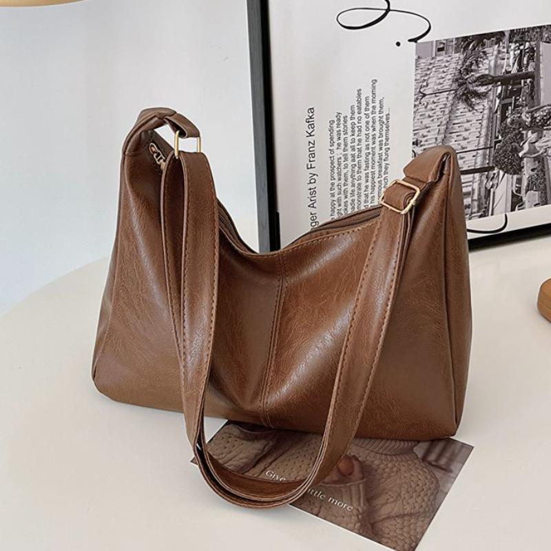 PU-Leder Pendler Mode Vintage Lässige Tragetasche Maillard Stilvolle Umhängetaschen für Damen Textur Große Kapazität Temperament gray