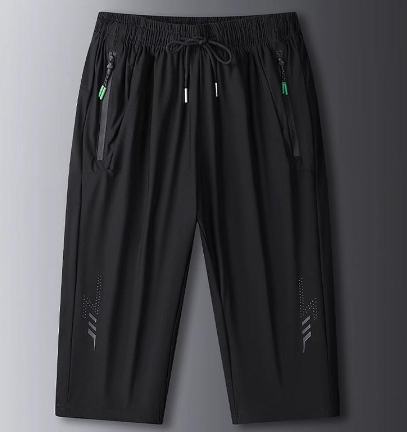 Sommer Jogginghose Herren Freizeithose Eisseide Dünne Einfarbige Cropped Pants Fashion Hip Hop Street Jogginghose Lose Hose L schwarz