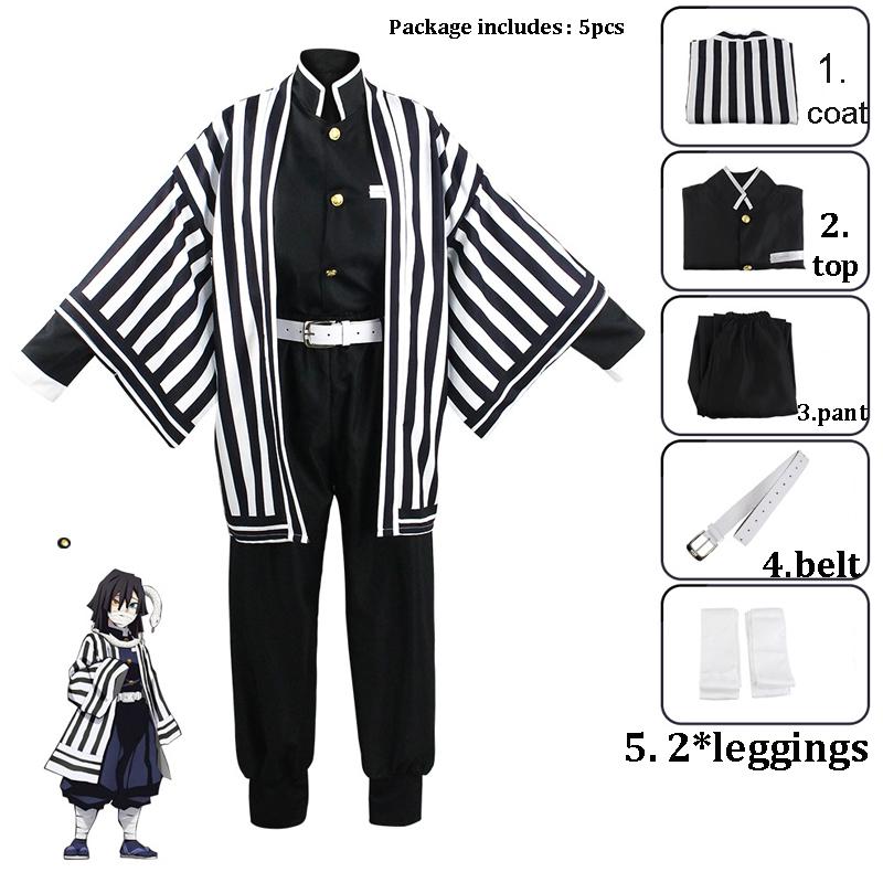 Obanai Iguro Schlange Cosplay Anime Demon Slayer Kimetsu No Yaiba Obanai Iguro Cosplay Kimono Hose Oberteil Kisatsutai Uniformen Halloween Kostüm Set 3XL