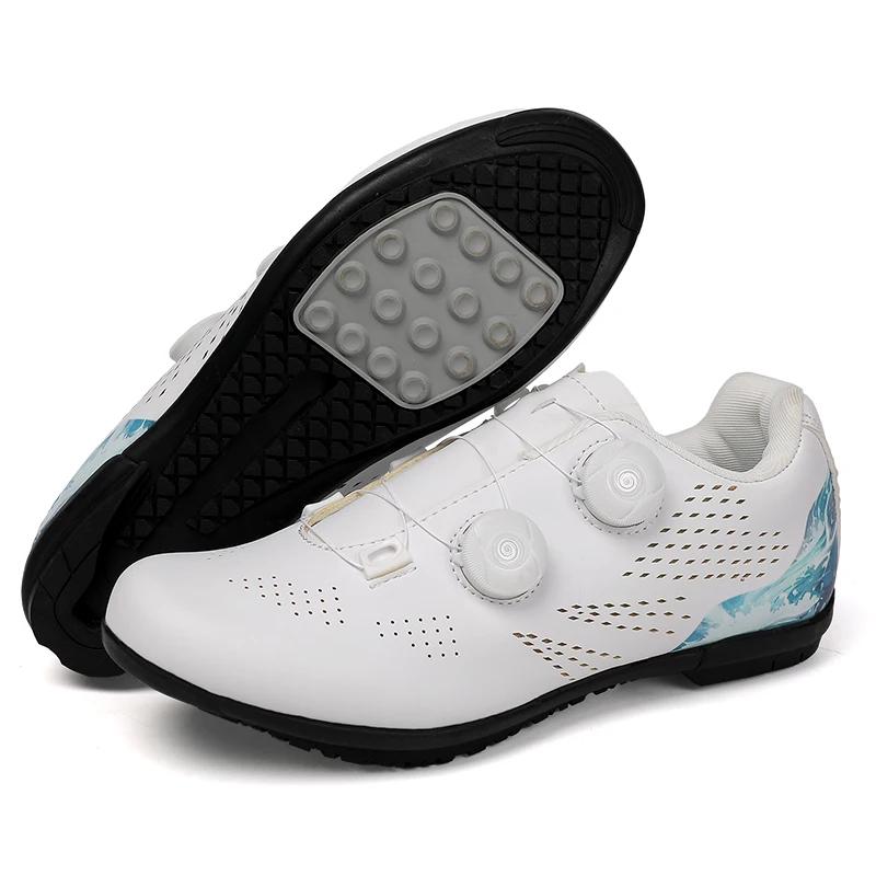 Professioanal Rennrad-Sneaker Gummi Fahrradschuhe SPD MTB Sohle Flach Renn-Geschwindigkeit Trail Mountainbike-Schuhwerk Pedal Sport 47