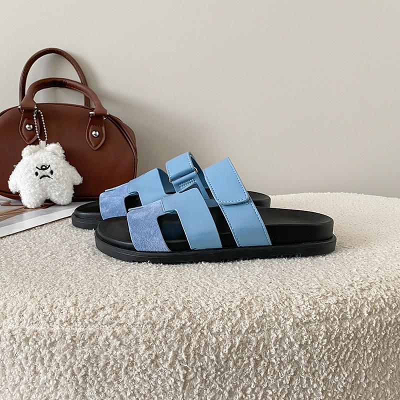 Schaffell~ Weicher Boden zweiter Onkel dicker Boden coole Hausschuhe Damen tragen Klettverschluss flacher Boden weicher Boden Strand H Halbschuhe im Sommer 40