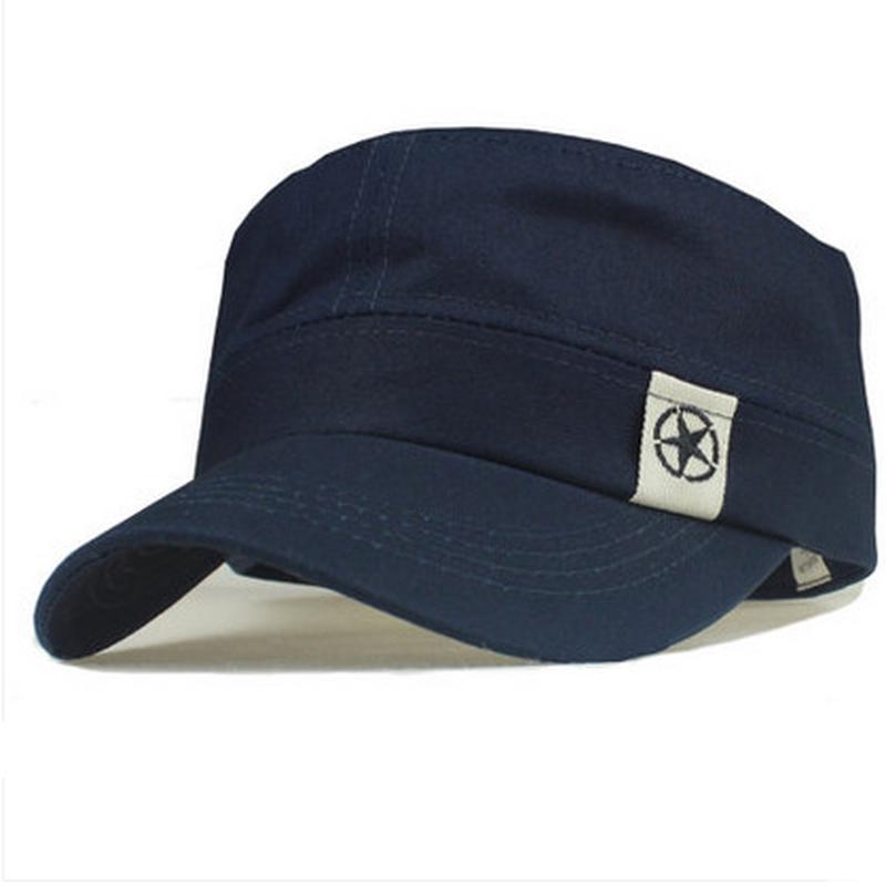 Frauen Männer Flache Dach Militär Hut Kadett Patrol Bush Hut Baseball Feld Kappe Snapback Casual Caps navy blau