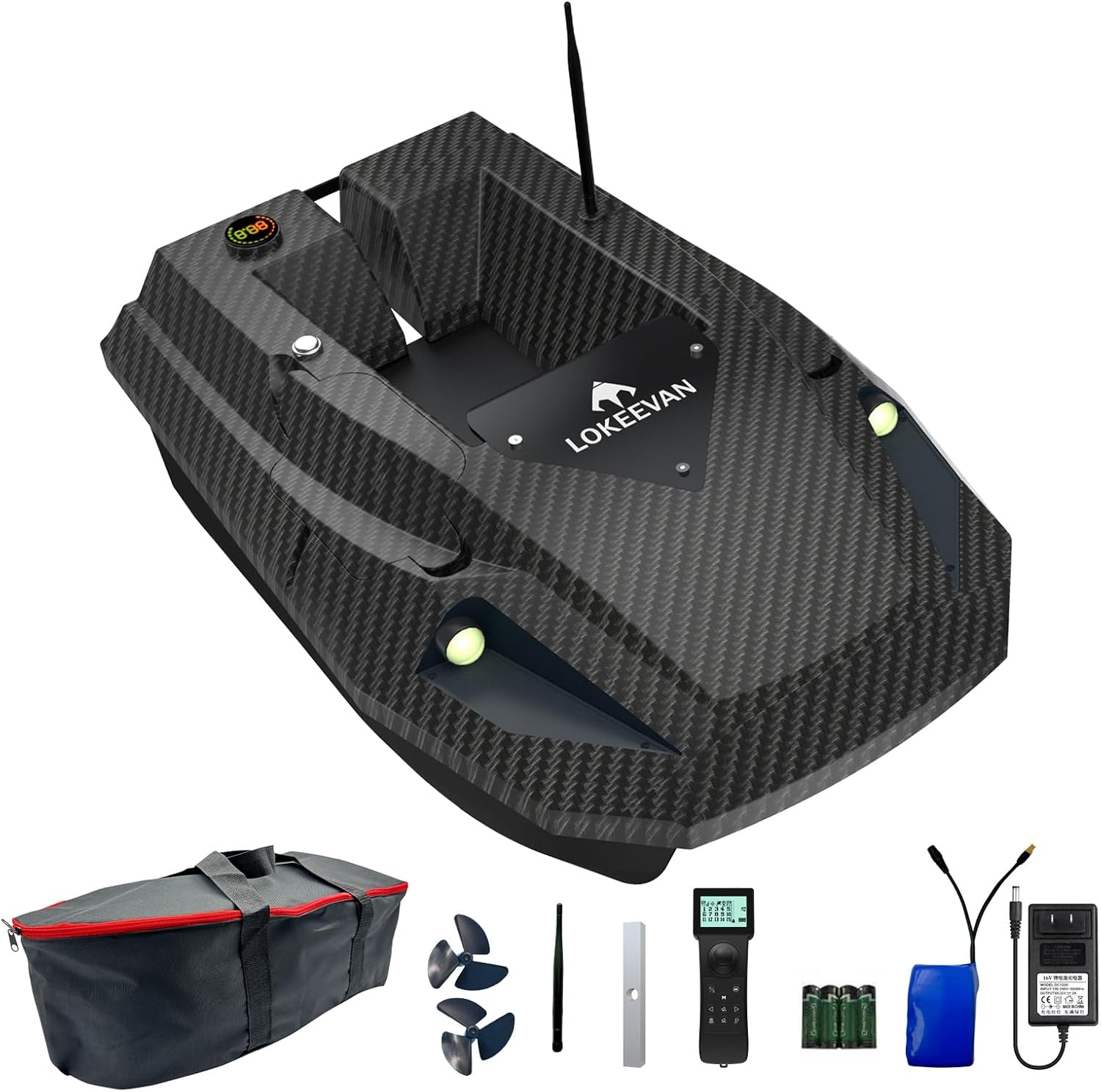 LOKEEVAN D50B GPS Köderboot 500m GPS+Beidou Satelliten Dual-Positionierungssystem Fernsteuerung Fischboot 12V Strom schwarz