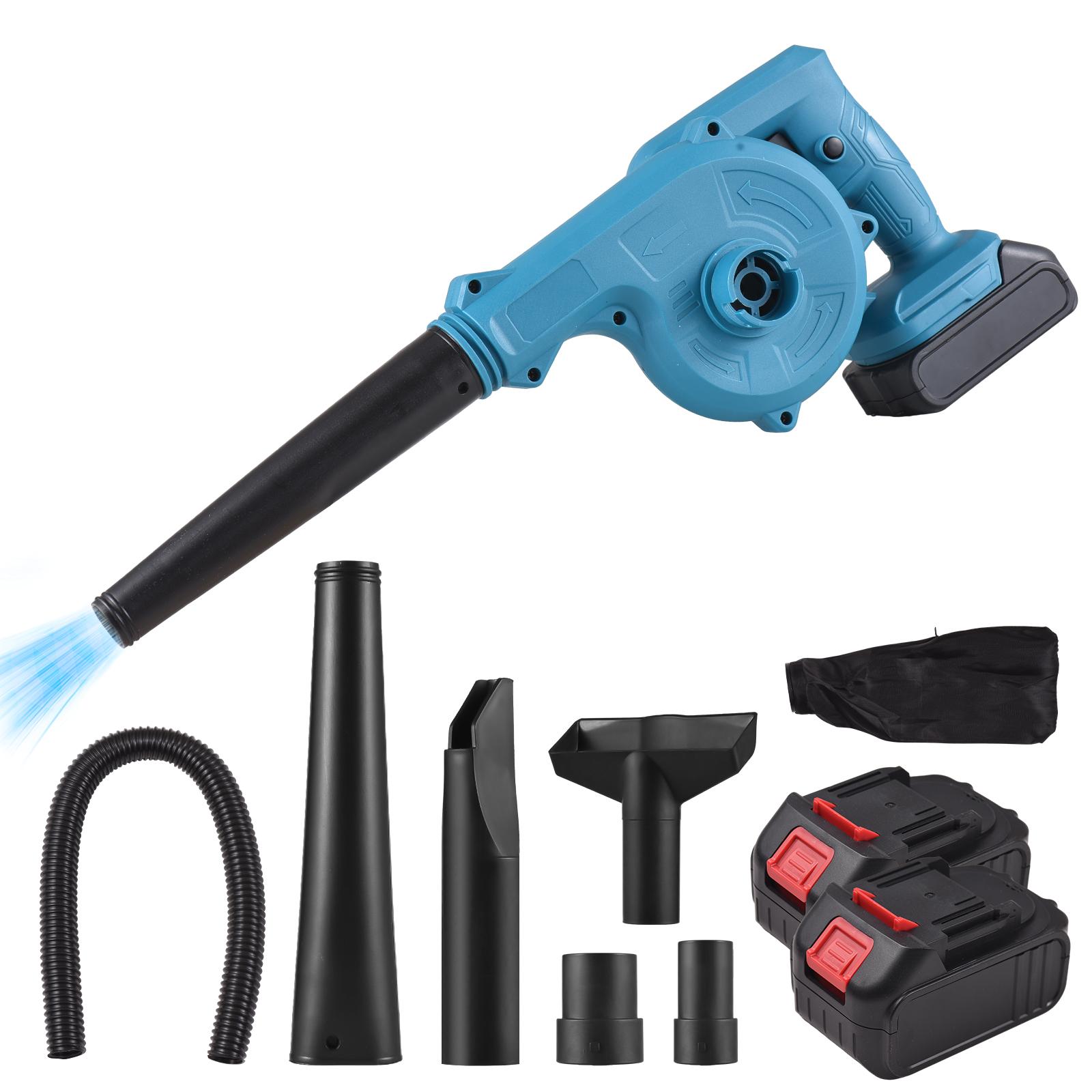 Akku-Laubbläser mit 2 Akkus 2-in-1 21V Akku-Laubbläser und Staubsauger 63MPH US Plug 3200mAh 2 Battery blau