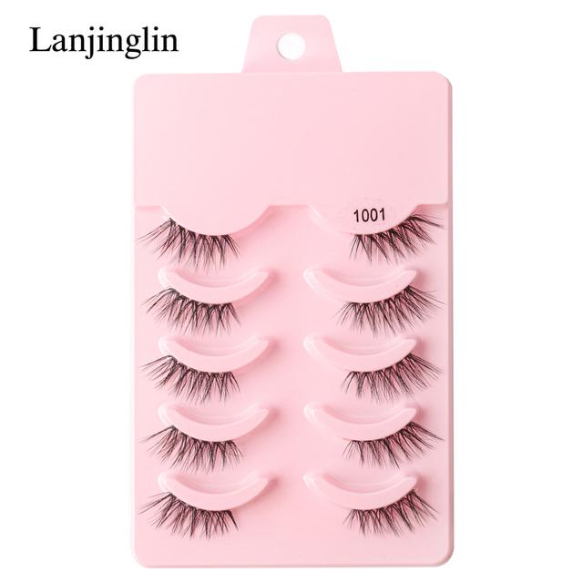 Half Eey Lashes 3/5 Paar Faux Nerz Wimpern Wiederverwendbare falsche Wimpern Natürliche flauschige Make-up-Tools Verlängerung gefälschte Wimpern maquiagem 5pairs-1001