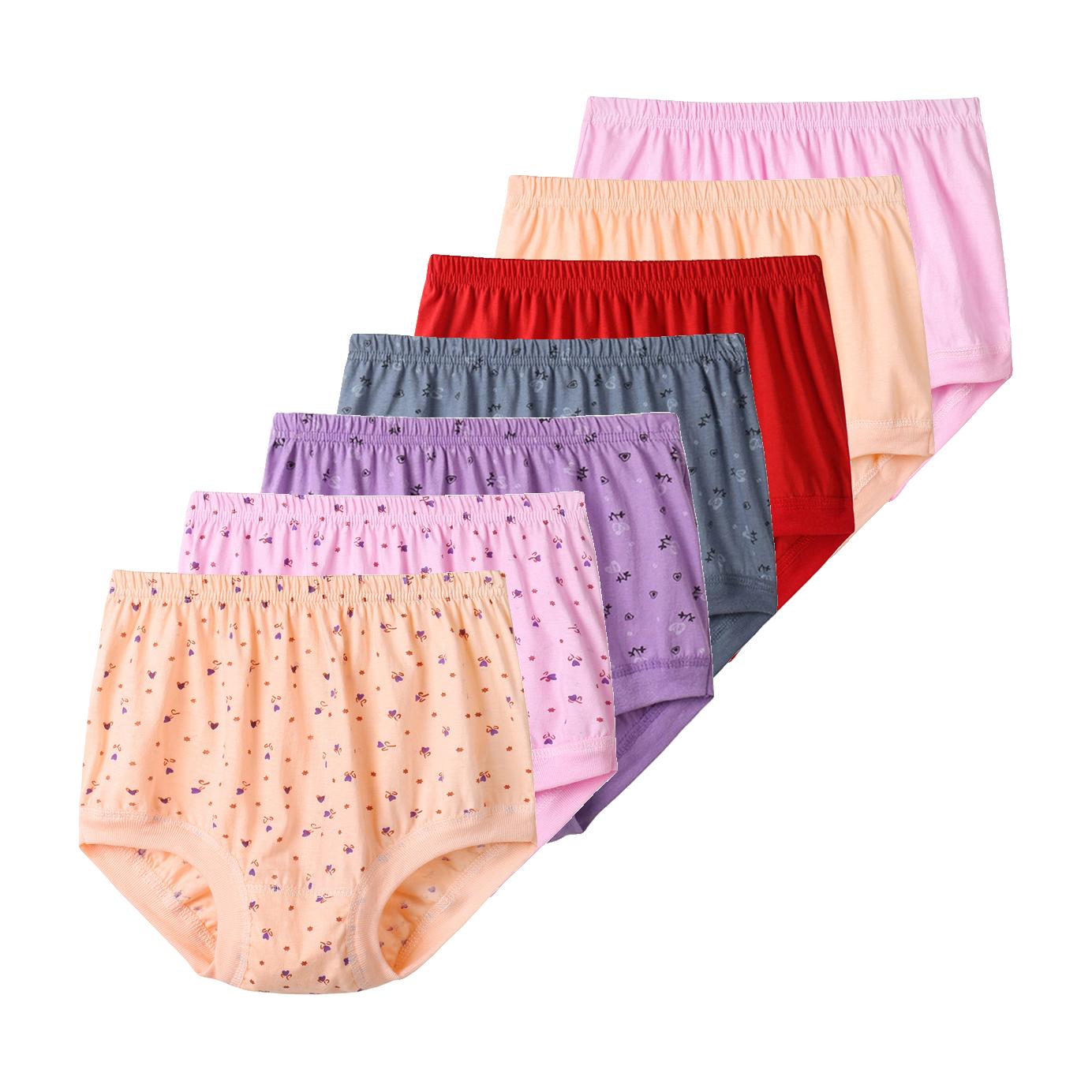 7 Stück Damen Baumwoll-Slips Bequeme Atmungsaktive Damenunterhosen Lockere Slips Große Größen M L XL 2XL 3XL 4XL 5XL L red