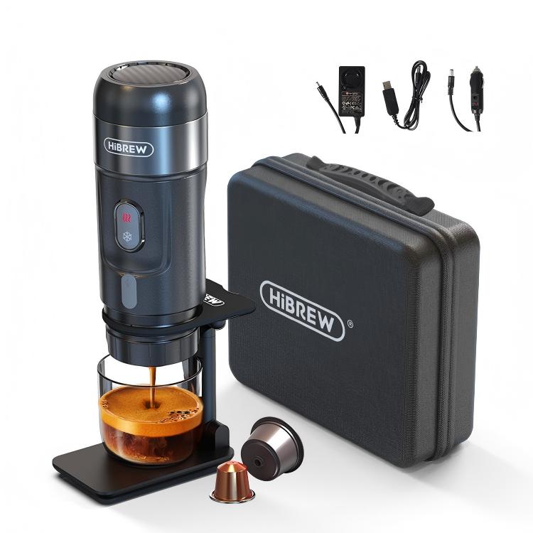 HiBREW Tragbare Kaffeemaschine H4A für Auto & Zuhause 3-in-1 Espressokaffeemaschine 80W 12V Auto-Kaffeemaschine schwarz