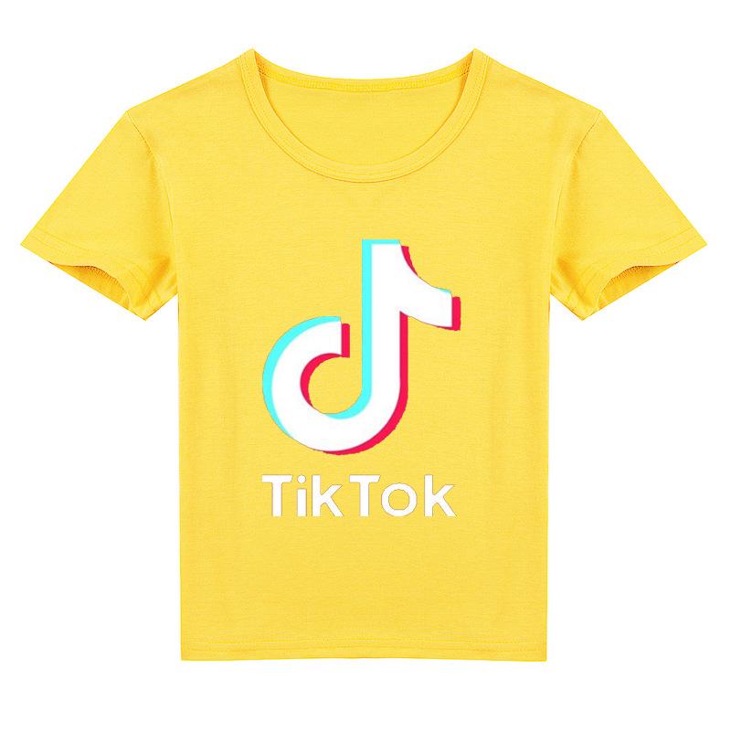 TIKTOK Kinderbekleidung Jungen und Mädchen Mode Kurzarm 170cm gelb