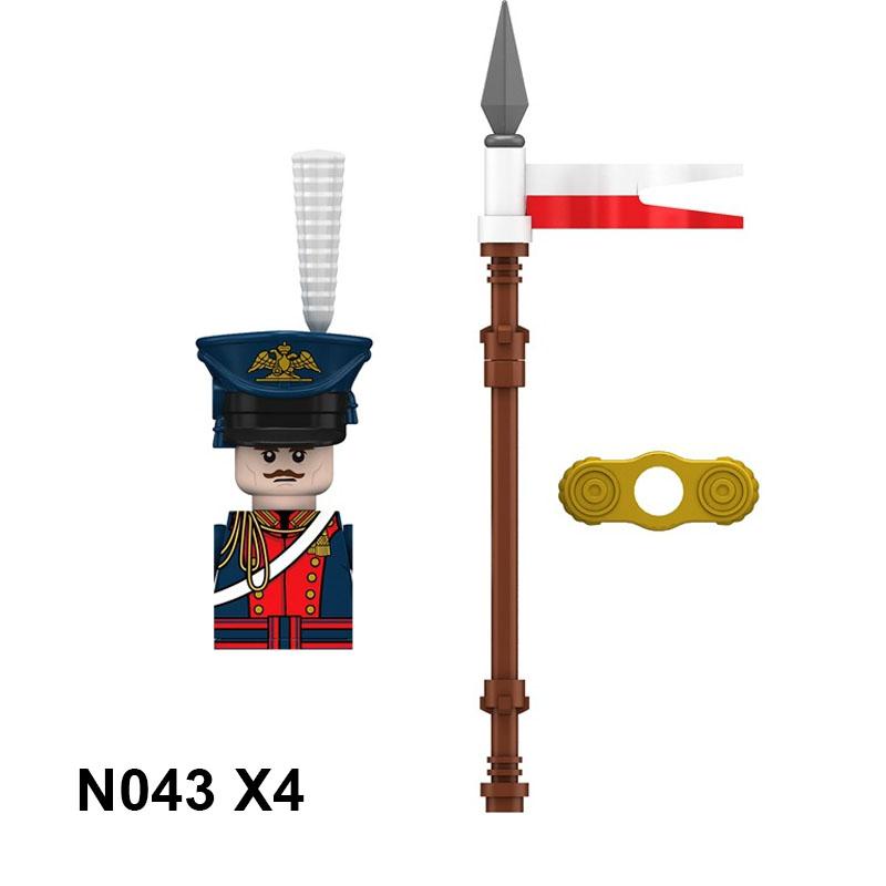 4 stücke Militär Bausteine Mittelalterlichen Ritter Herzog Marschall Figuren Napoleonischen Kriege Waffen Schwert Fahnen Schulter Rüstung Cape Ziegel MOC