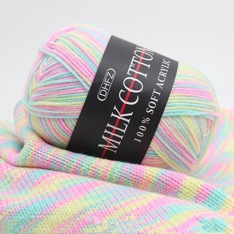 Handgefertigtes DIY-Häkelgarn mit Farbverlauf, Milchbaumwolle, mitteldickes Babygarn, Babygarn