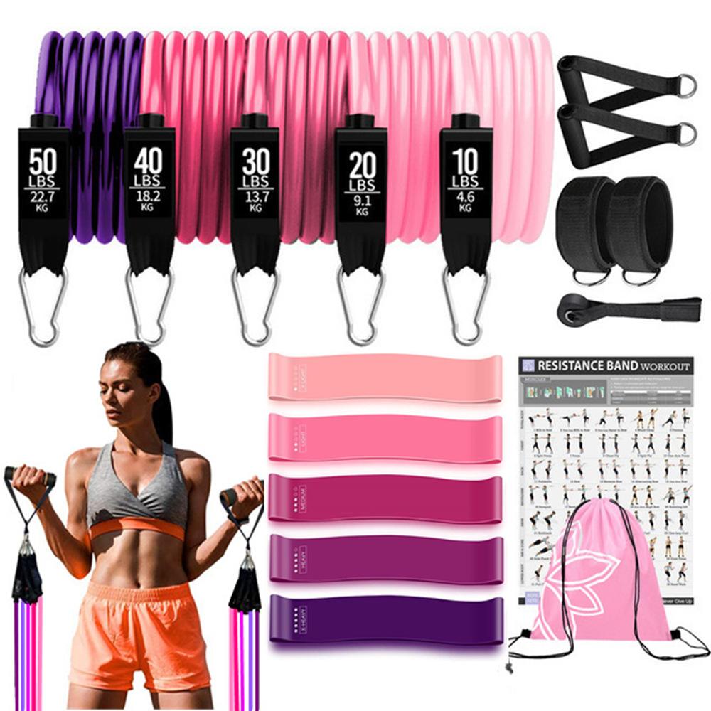 17-teiliges Widerstandsband-Set für Frauen Latex Übungs-Workout-Band Dehnungstraining Fitness-Geräte für Zuhause Bodybuilding